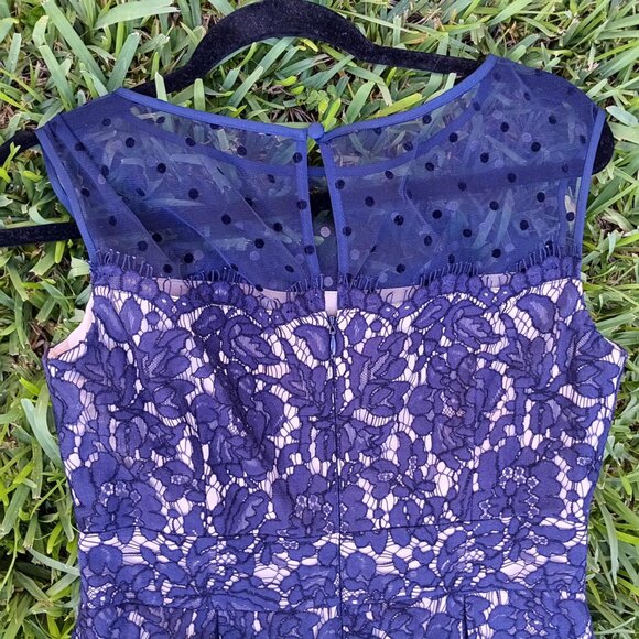 Eliza J 6 navy lace sleeveless fit and flare party dress - Picture 4 of 6